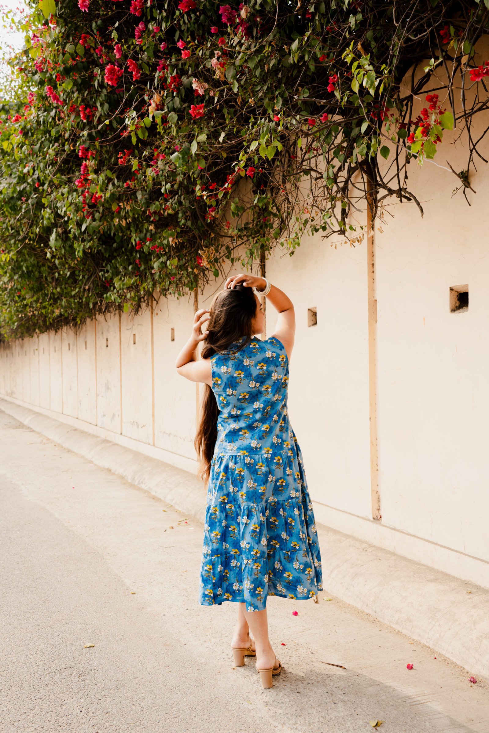 DSC03122-scaled-1.jpg Blue Bloom Floral Cotton Summer Dress