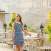 Blue Bloom A-Line Cotton Summer Dress Blue Bloom A-Line Cotton Summer Dress