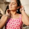 Pink Printed Cotton Sleeveless Top Pink Printed Cotton Sleeveless Top