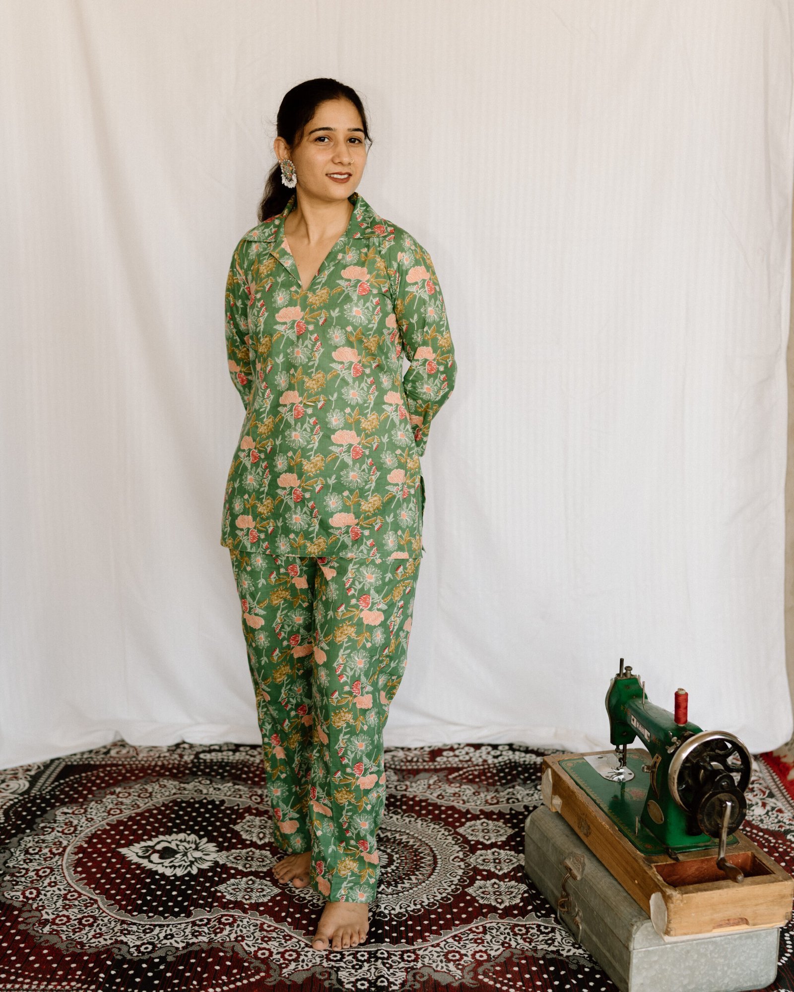 Sage Green Floral Cotton Co-Ord Set Sage Green Floral Cotton Co-Ord Set