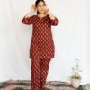 JAT02364-scaled-1.jpg Maroon Beige Printed Cotton Co-Ord Set
