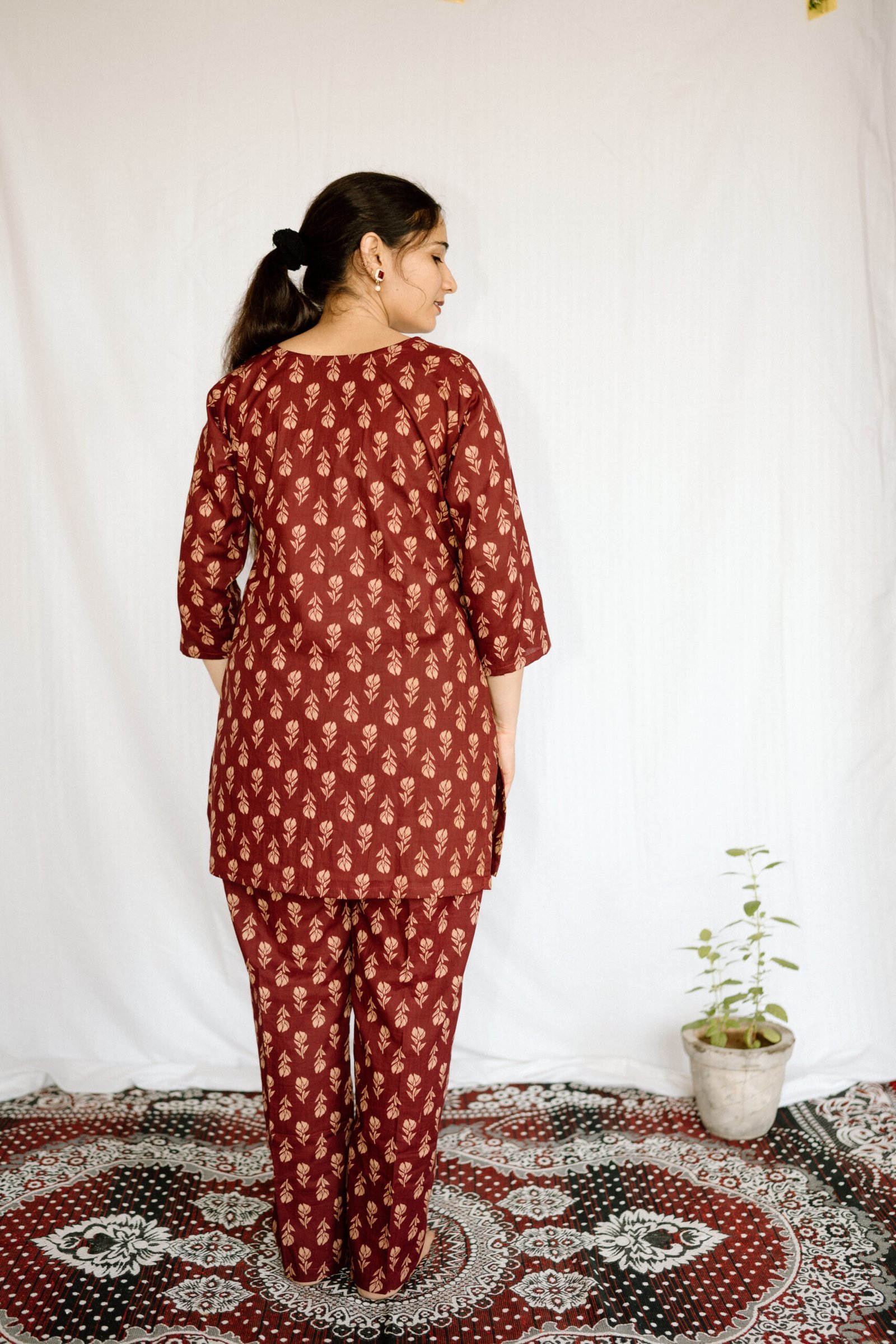 JAT02372-scaled-1.jpg Maroon Beige Printed Cotton Co-Ord Set