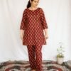 JAT02404-scaled-1.jpg Maroon Beige Printed Cotton Co-Ord Set