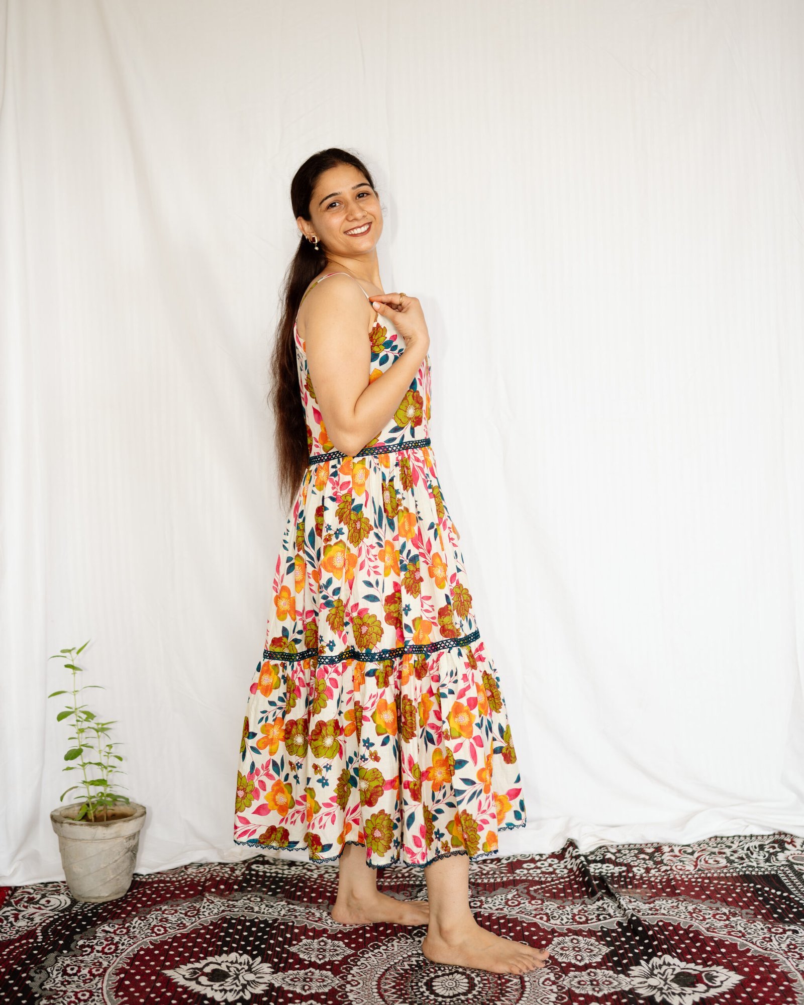 JAT02619-scaled-1.jpg Cream Floral Cotton Midi Dress
