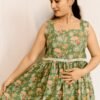 Sage Green Floral Cotton Midi Dress Sage Green Floral Cotton Midi Dress