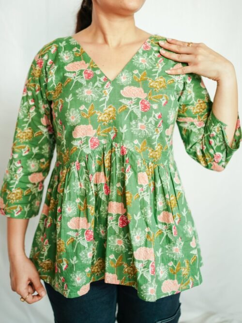 Green Meadow Floral Cotton Top Green Meadow Floral Cotton Top