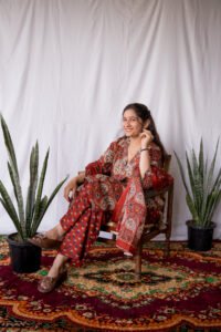 Rust Paisley Cotton Kurta Set