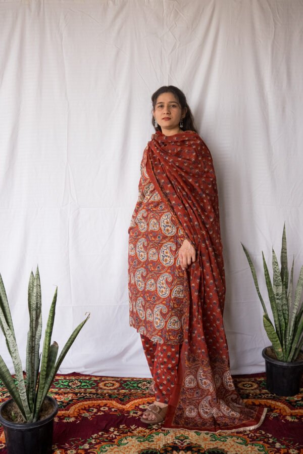 Rust Paisley Cotton Kurta Set
