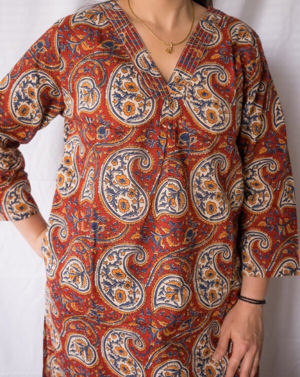 Rust Paisley Cotton Kurta Set