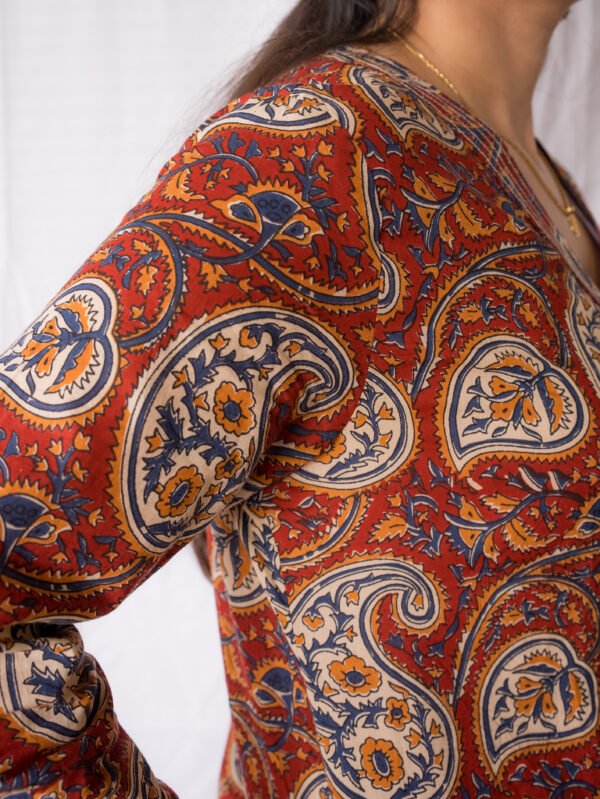 Rust Paisley Cotton Kurta Set