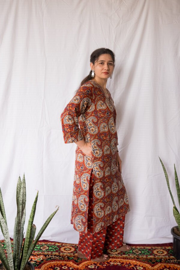 Rust Paisley Cotton Kurta Set